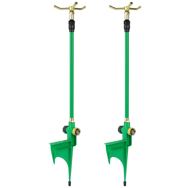 [2 Pack] RESTMO 3-Arm Sprinkler with Adjustable Telescoping Base, 360 Degree Rotation High-Rise Lawn Sprinkler for Large Area Coverage, Gardening Watering System Sprinklers, Lawn Irrigation System