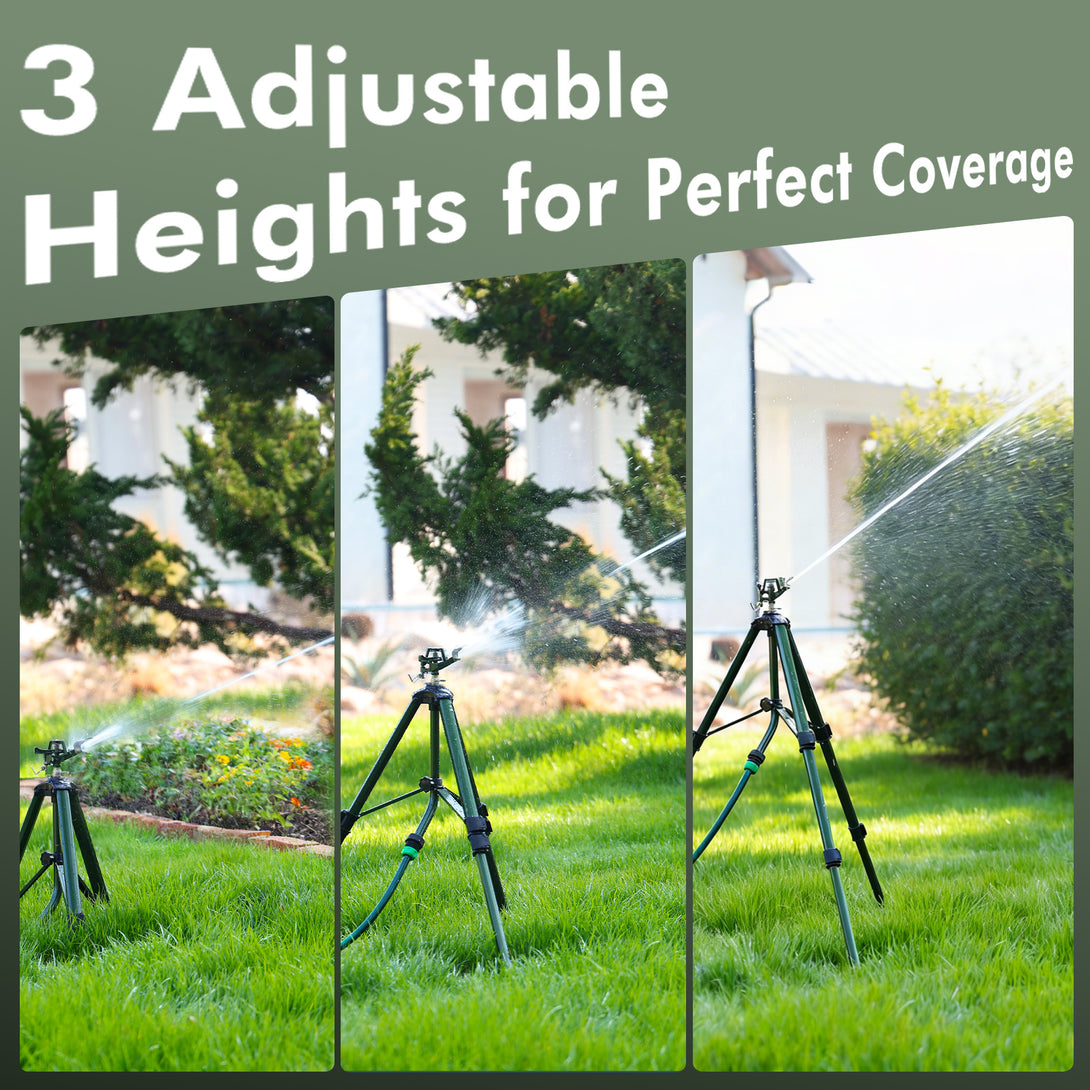 Tripod Base Zinc Impact Sprinkler, 360° Rotating & Height Adjustable ...