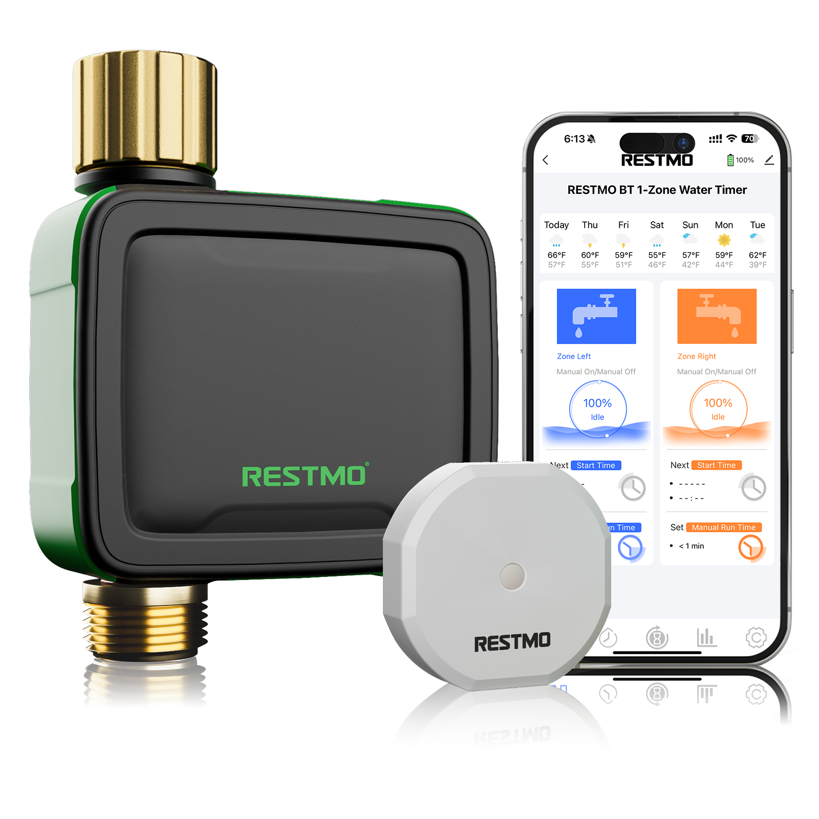 WiFi Smart Sprinkler Timer with Flow Meter, Brass Fittings, App & RF H ...