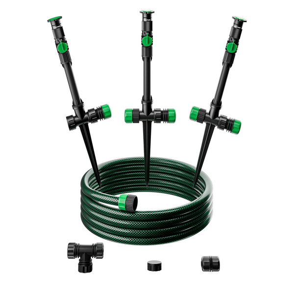 RESTMO Above Ground Sprinkler System, Flexible DIY Irrigation Kit, Multi-Adjustable Lawn Sprinkler & Hose Set, for Garden Plant, Flower Bed and Large Yard Area Watering